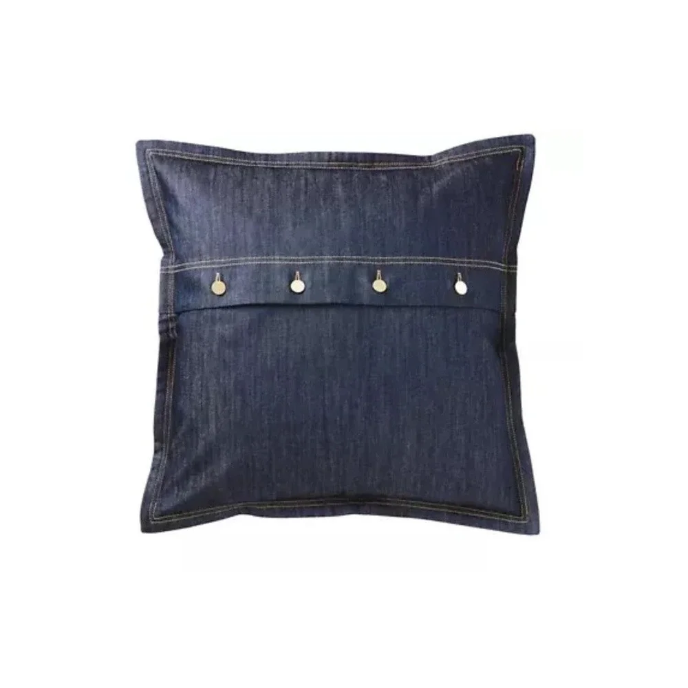 IKEA Cushion Denim Cover Brass Button 20x20